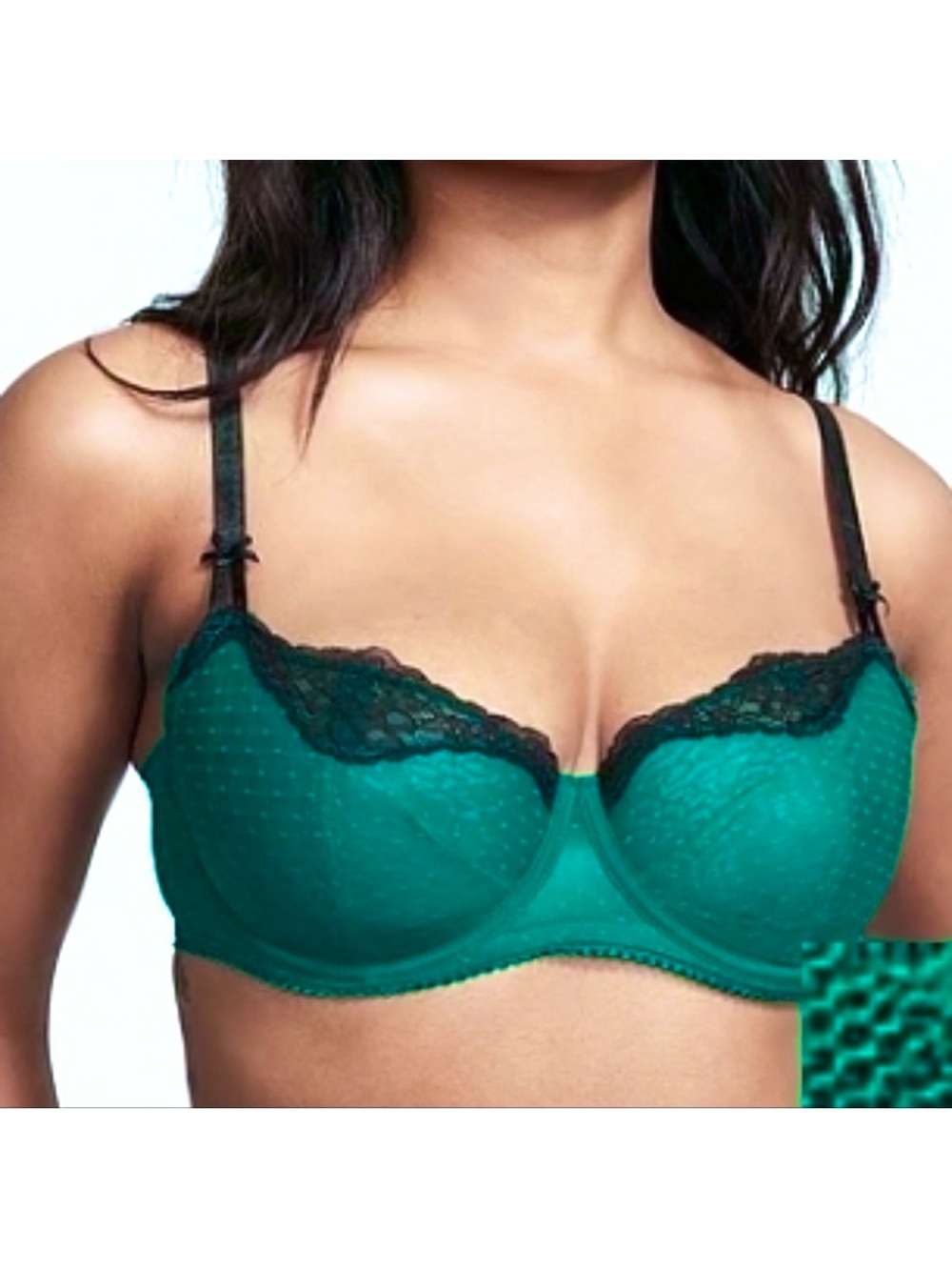 Victoria's Secret Teal Mesh Underwire Bra with Black Lace